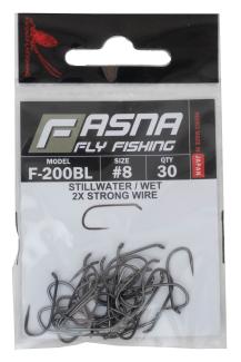 Fasna F-200BL 2X Strong Wire Straight Point Stillwater/Wet Hooks 30pc