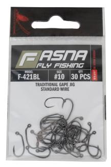 Fasna F-421BL Traditional Gape Jig Hooks 30pc