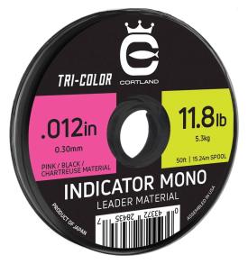 Cortland Indicator Mono Leader Material Chartreuse/Black/Pink 50 ft 