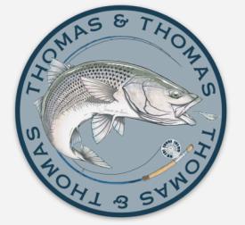 Thomas & Thomas Striped Bass Sticker 3 inch - Blue
