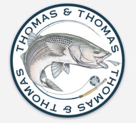Thomas & Thomas Striped Bass Sticker 3 inch - White